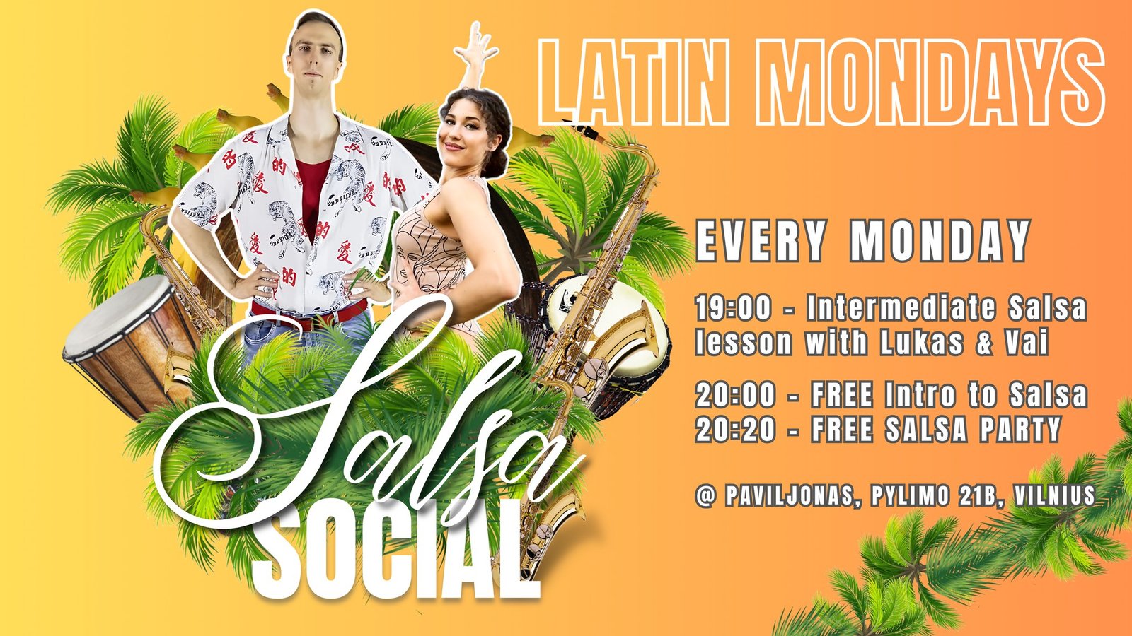 LATIN MONDAYS – Intermediate lessons + FREE PARTY