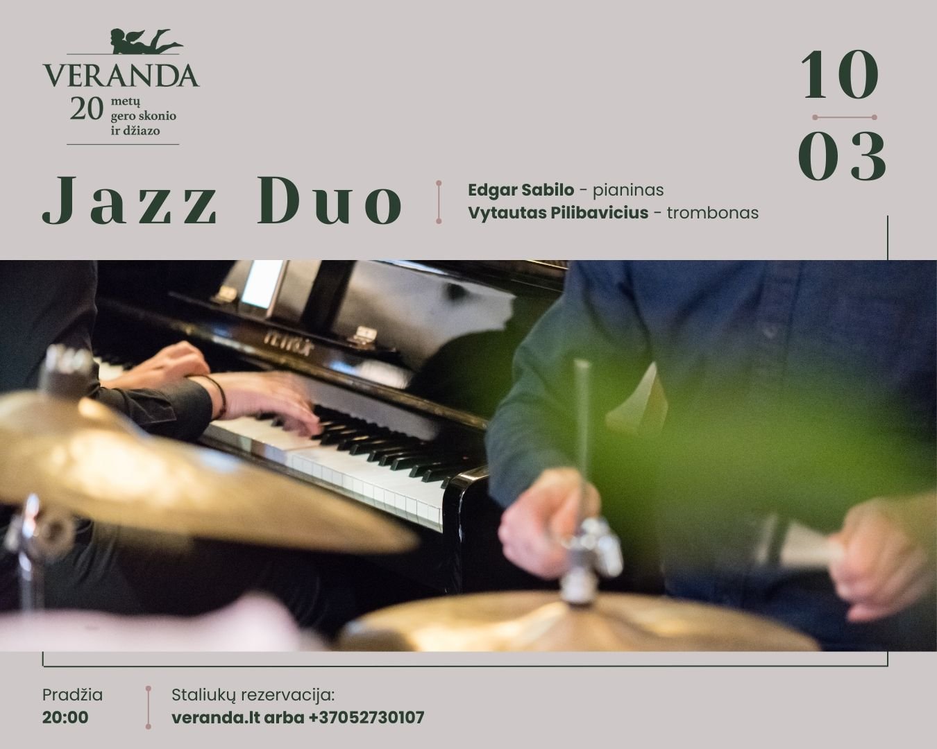 JAZZ DUO • Edgar Sabilo (pianinas), Vytautas Pilibavičius (trombonas)
