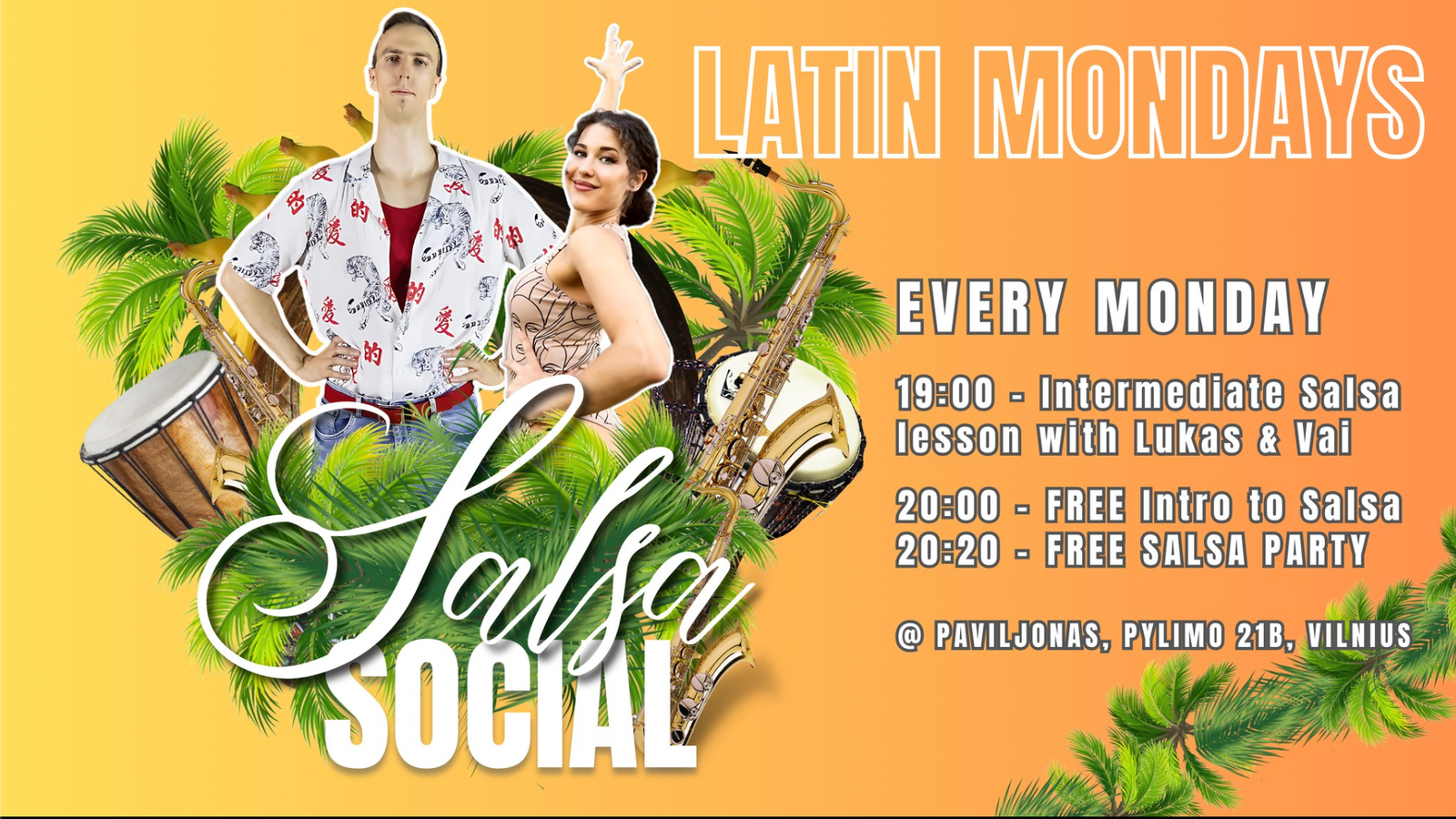 LATIN MONDAYS – Intermediate lessons + FREE PARTY