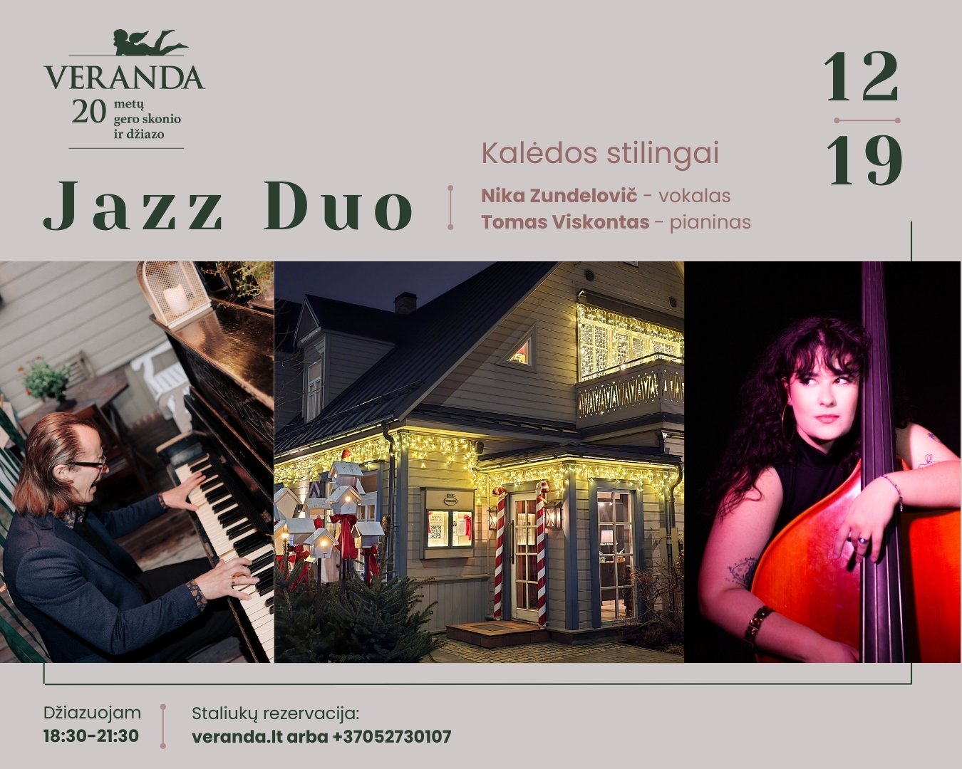 Kalėdos stilingai • JAZZ DUO • N.Zundelovič – vokalas ir T.Viskontas – piano