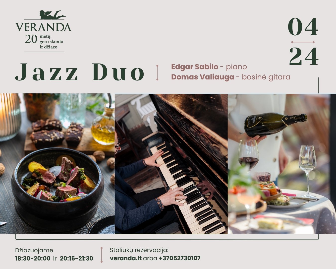 Džiazo ritmais • JAZZ DUO • E.Sabilo – piano, D.Valiauga – bosinė gitara