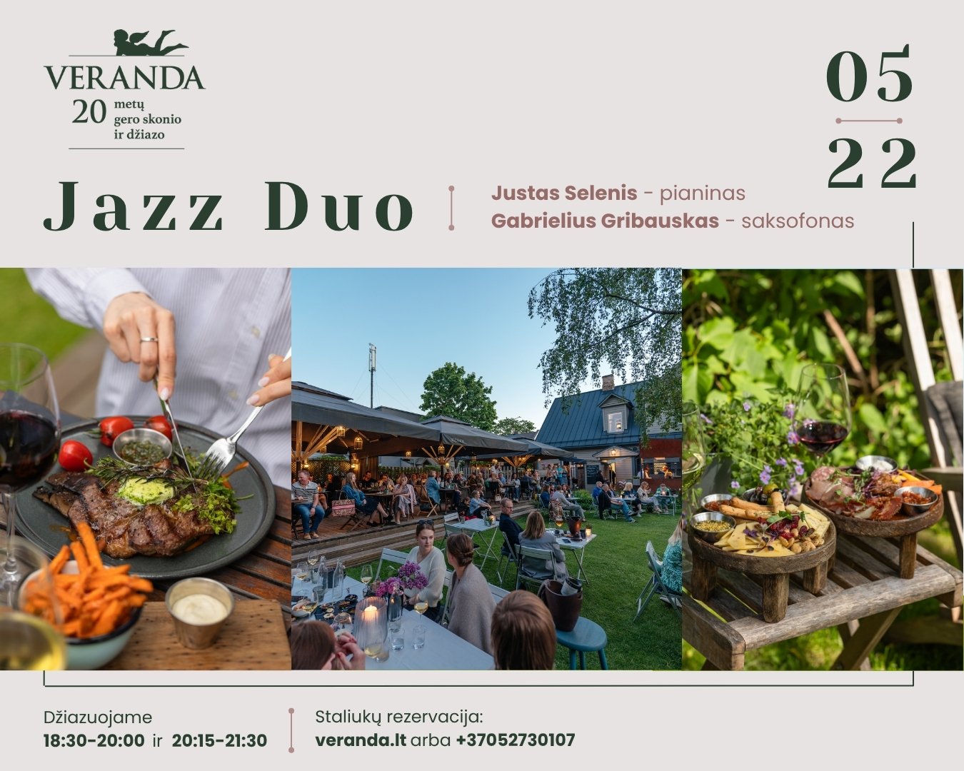 Vakarienė skambant džiazui • Po atviru dangum • J.Selenis-piano, G.Gribauskas-saksofonas